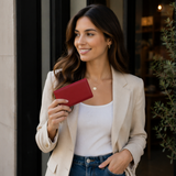Handcrafted Leather Wristlet Clutch — Slim Purse with Detachable Strap