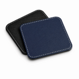 Premium Navy & Black Leather Square Coaster — Handcrafted with Contrast Stitching
