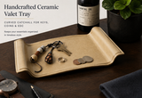 Handcrafted Ceramic Valet Tray — Curved Catchall for Keys, Coins & EDC