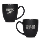 Eagles 2025 Super Bowl LIX Champs Personalized Laser Engraved 15-Oz Black Ceramic Bistro Mug