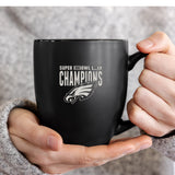 Eagles 2025 Super Bowl LIX Champs Personalized Laser Engraved 15-Oz Black Ceramic Bistro Mug