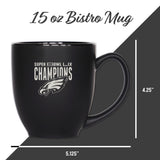 Eagles 2025 Super Bowl LIX Champs Personalized Laser Engraved 15-Oz Black Ceramic Bistro Mug