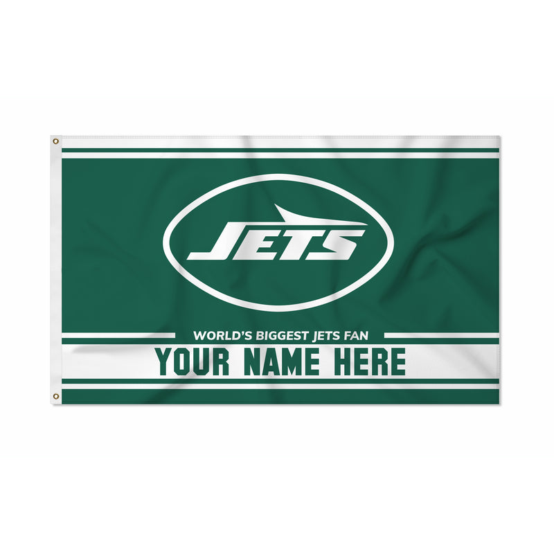 New York Jets Worlds Biggest Fan Personalized Banner Flag (3X5')