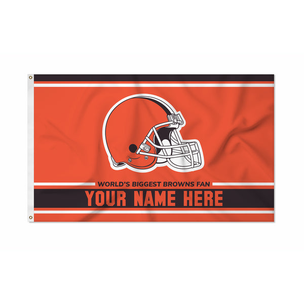 Cleveland Browns Worlds Biggest Fan Personalized Banner Flag (3X5')