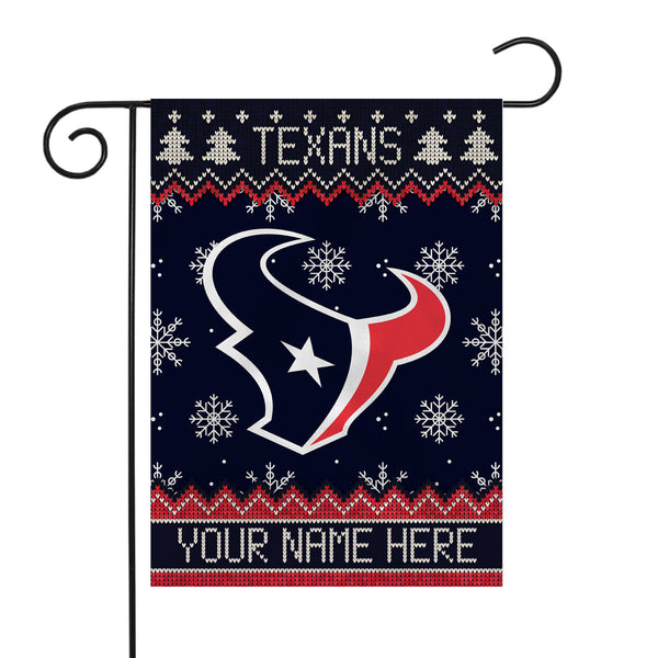 Texans Winter Snowflake Personalized Garden Flag