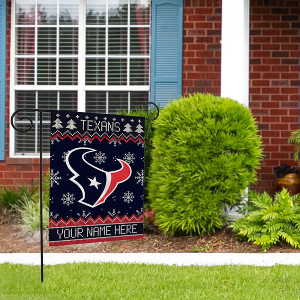 Texans Winter Snowflake Personalized Garden Flag