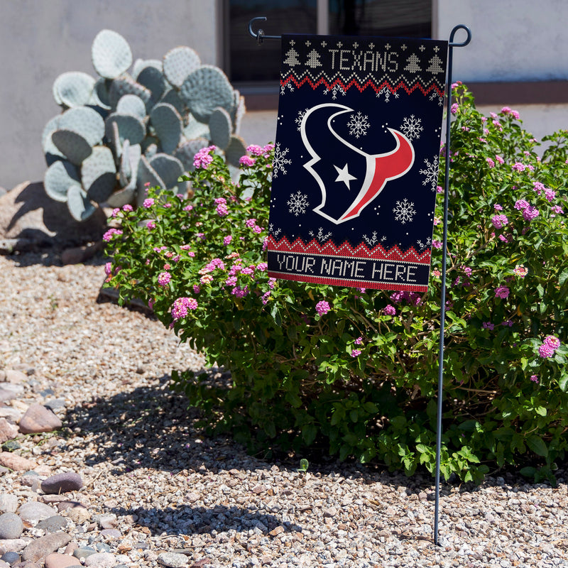 Texans Winter Snowflake Personalized Garden Flag