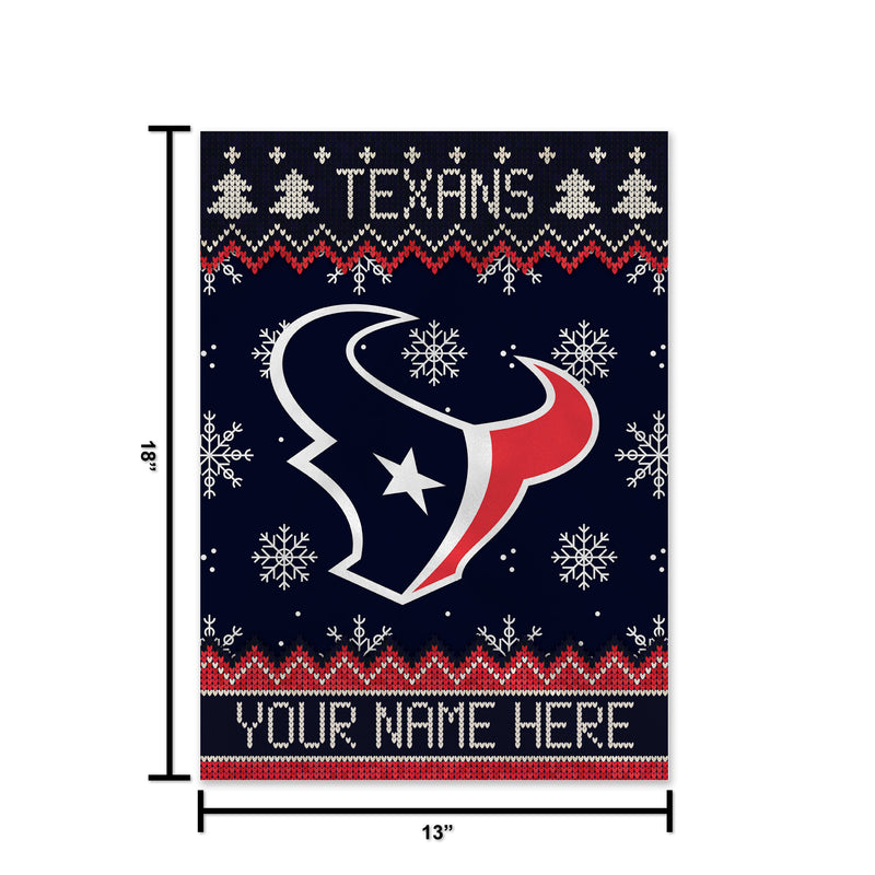 Texans Winter Snowflake Personalized Garden Flag