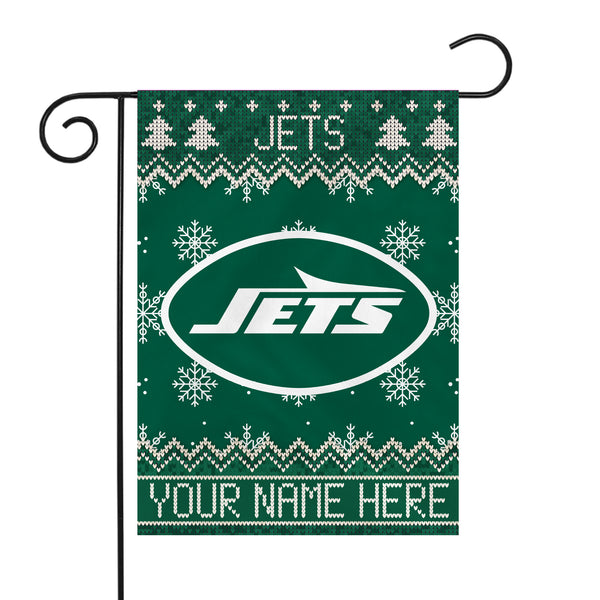 New York Jets Winter Snowflake Personalized Garden Flag