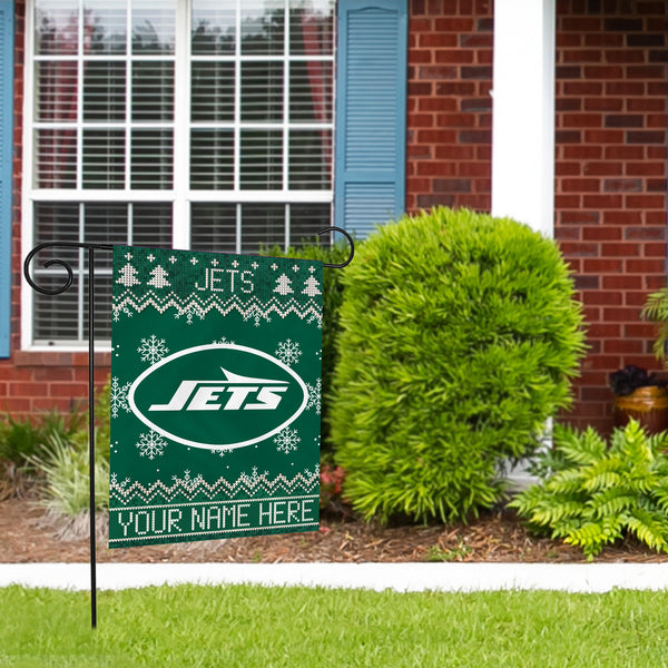 New York Jets Winter Snowflake Personalized Garden Flag