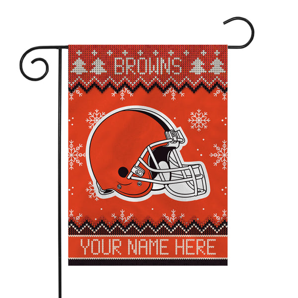 Browns Winter Snowflake Personalized Garden Flag