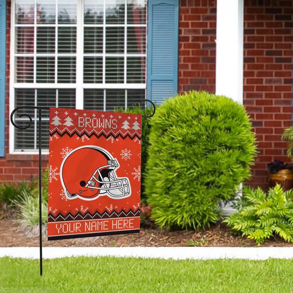 Browns Winter Snowflake Personalized Garden Flag