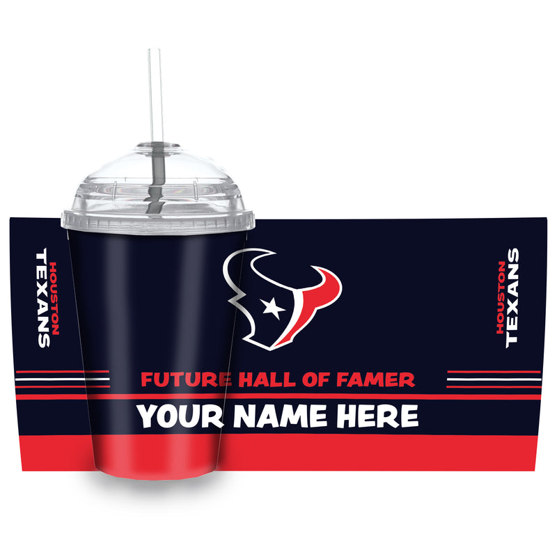 Houston Texans Future Hall of Famer Personalized 12-oz Youth Tumbler W/ Clear Swirly Straw