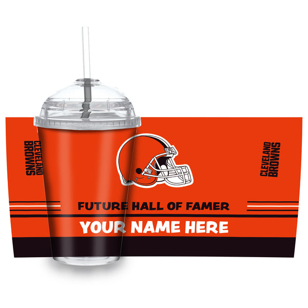 Cleveland Browns Future Hall of Famer Personalized 12-oz Youth Tumbler W/ Clear Swirly Straw