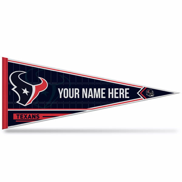 Texans Soft Felt 12" X 30" Personalized Pennant