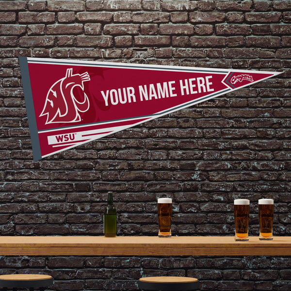 Washington State University Soft Felt 12" X 30" Personalized Pennant