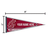 Washington State University Soft Felt 12" X 30" Personalized Pennant