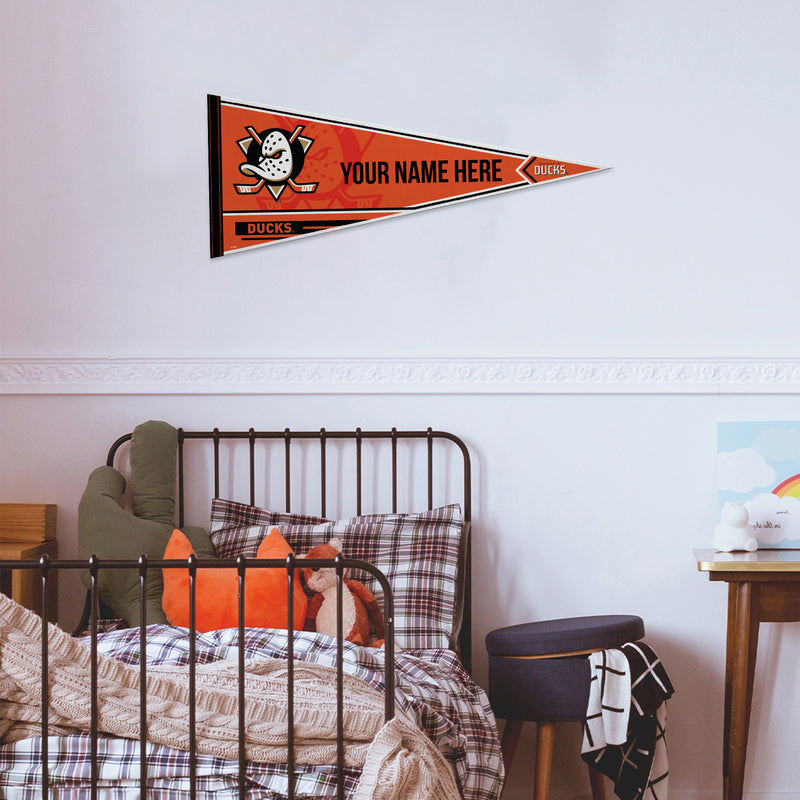 Anaheim Ducks Soft Felt 12" X 30" Personalized Pennant