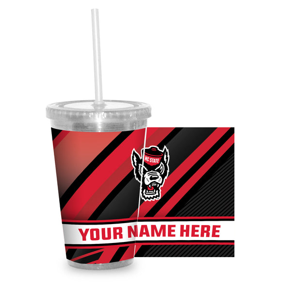 North Carolina State Personalized Clear Tumbler with Straw