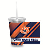 Auburn Personalized Clear Tumbler with Straw