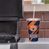 Auburn Personalized Clear Tumbler with Straw