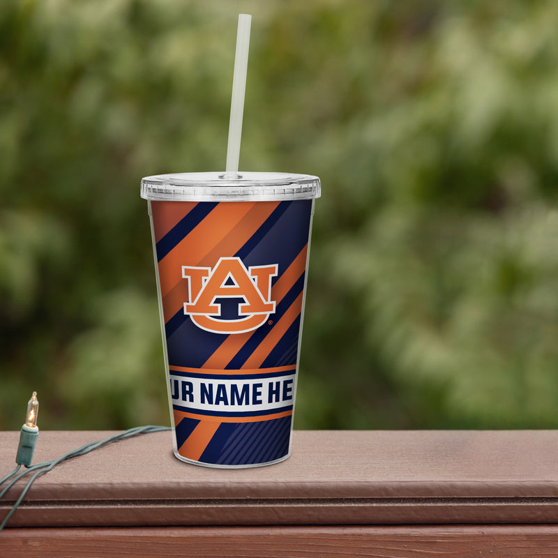 Auburn Personalized Clear Tumbler with Straw