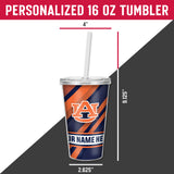 Auburn Personalized Clear Tumbler with Straw