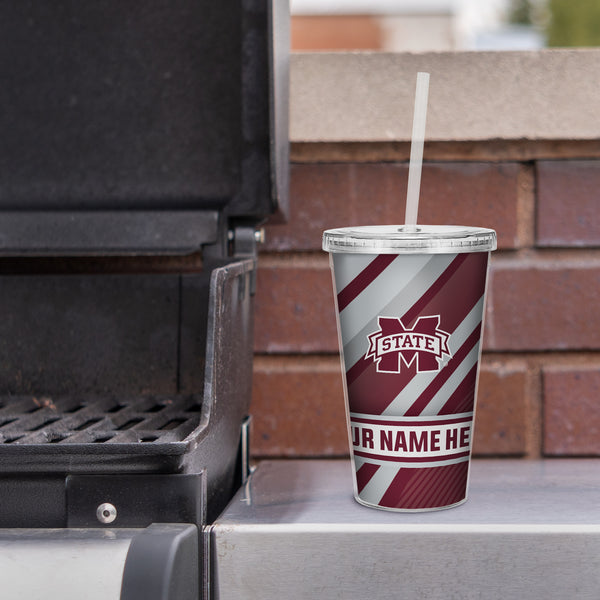 Mississippi State Personalized Clear Tumbler with Straw