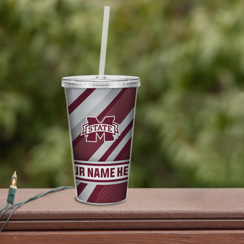 Mississippi State Personalized Clear Tumbler with Straw