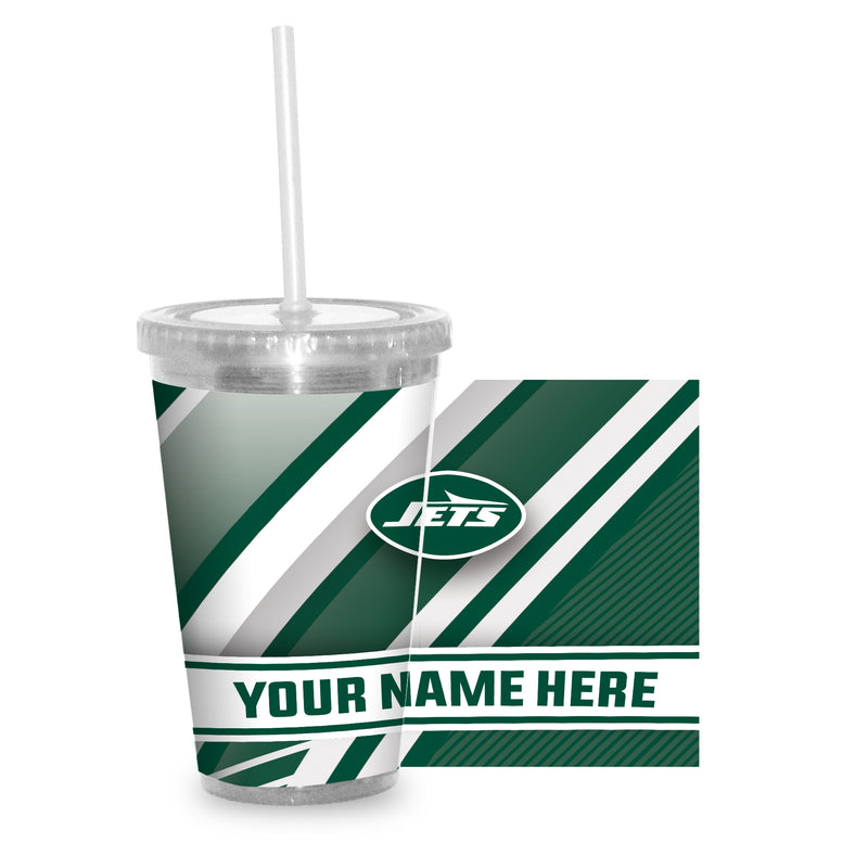 New York Jets Personalized Clear Tumbler with Straw