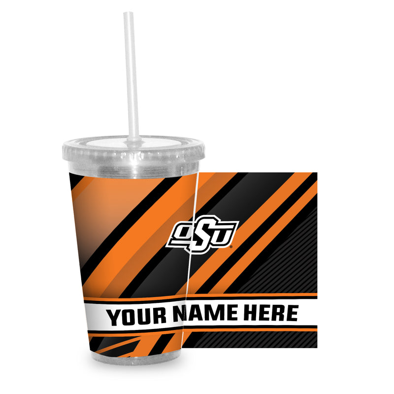 Oklahoma State Personalized Clear Tumbler with Straw