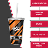 Oklahoma State Personalized Clear Tumbler with Straw