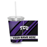 TCU Personalized Clear Tumbler with Straw