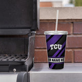 TCU Personalized Clear Tumbler with Straw