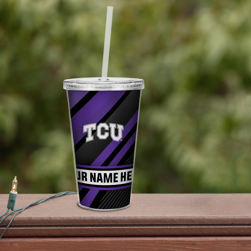 TCU Personalized Clear Tumbler with Straw