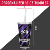 TCU Personalized Clear Tumbler with Straw