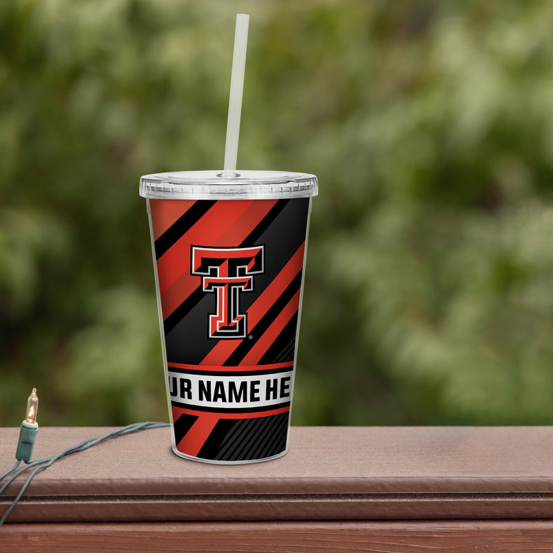 Texas Tech Personalized Clear Tumbler with Straw