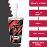 Texas Tech Personalized Clear Tumbler with Straw