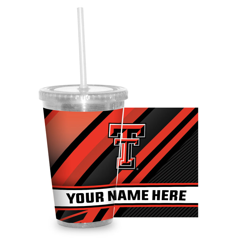 Texas Tech Personalized Clear Tumbler with Straw