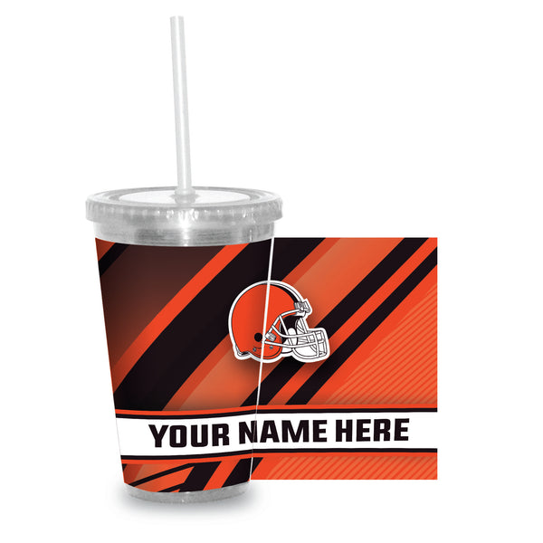 Browns Personalized Clear Tumbler W/Straw