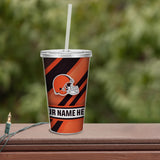 Browns Personalized Clear Tumbler W/Straw