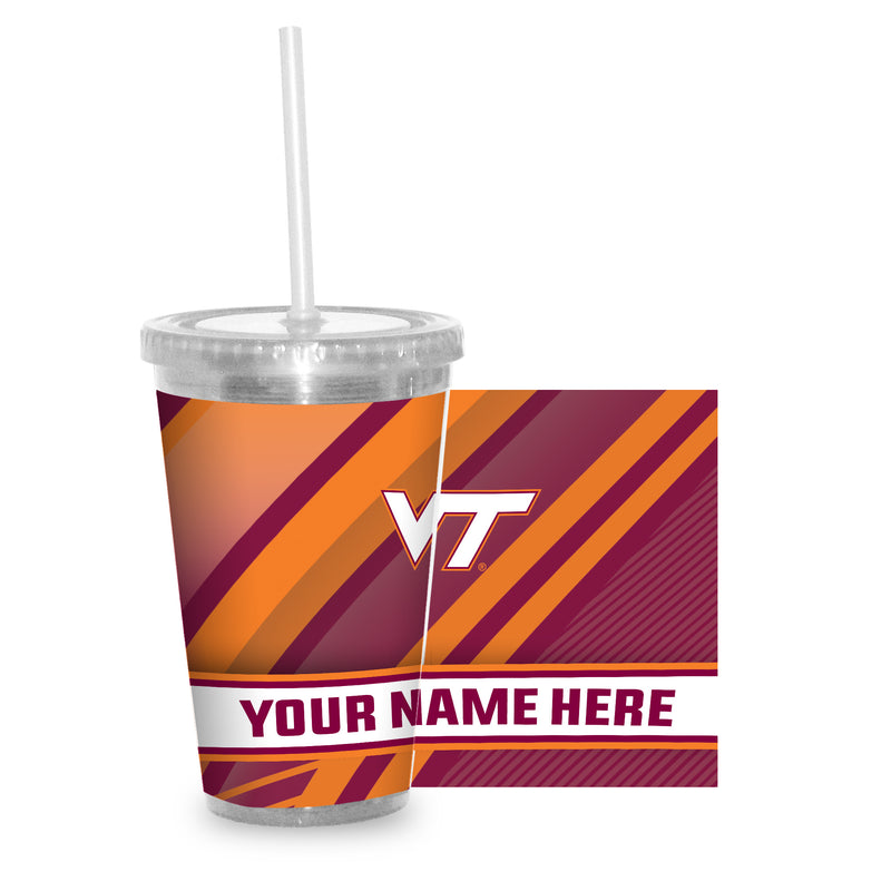 Virginia Tech Personalized Clear Tumbler with Straw