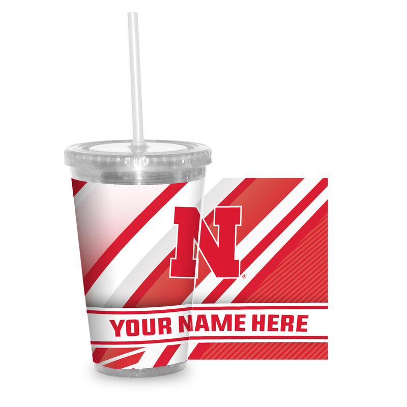 Nebraska University Personalized Clear Tumbler with Straw