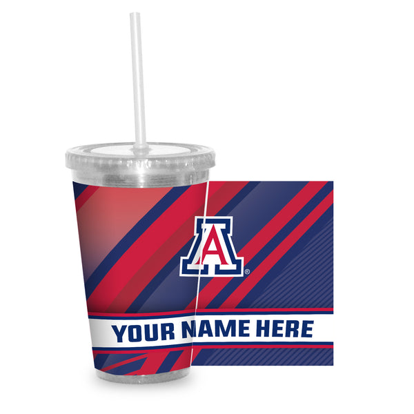 Arizona University Personalized Clear Tumbler with Straw