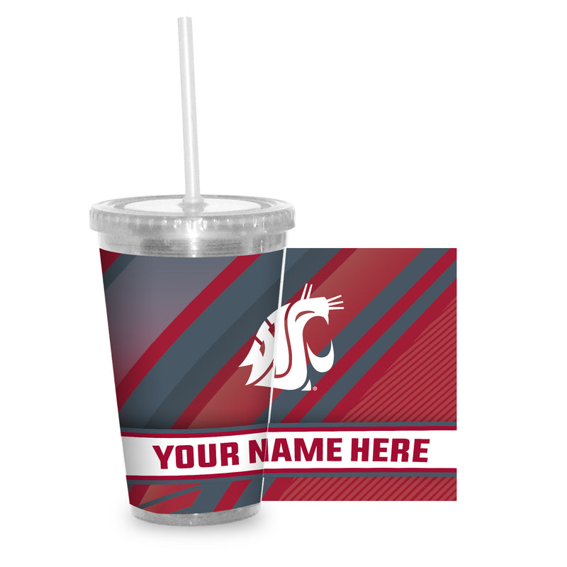 Washington State University Personalized Clear Tumbler with Straw