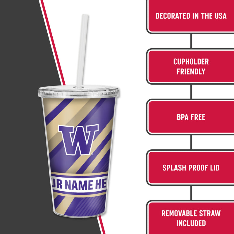 Washington University Personalized Clear Tumbler with Straw