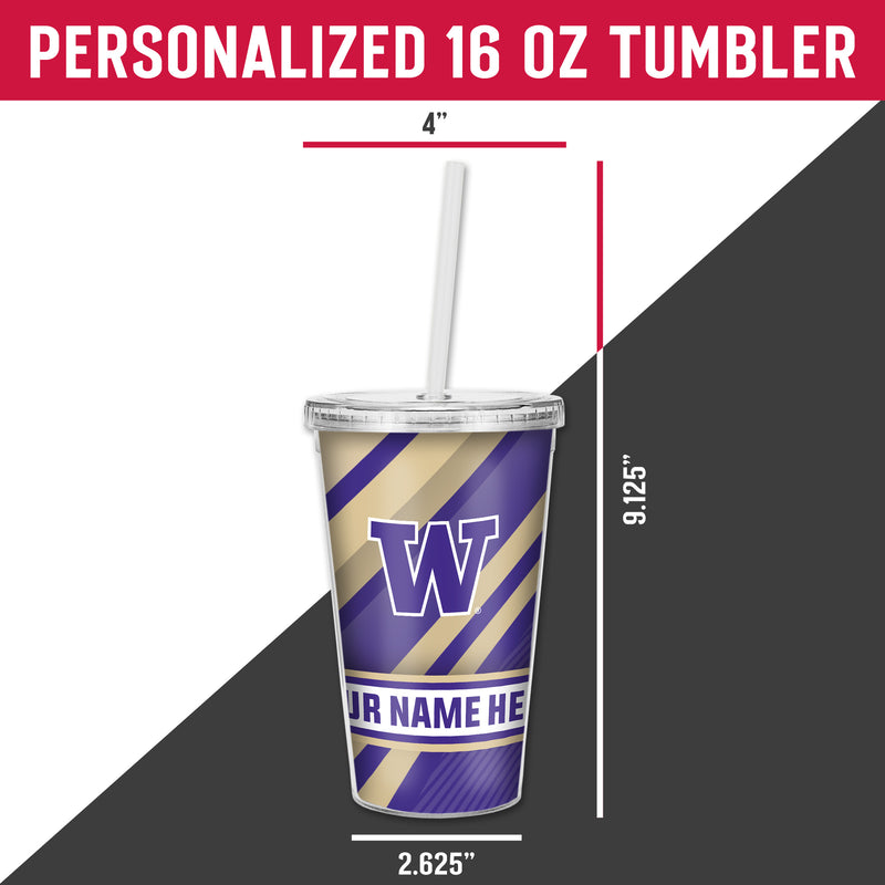 Washington University Personalized Clear Tumbler with Straw