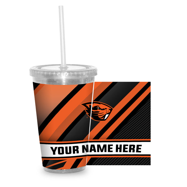 Oregon State Personalized Clear Tumbler with Straw