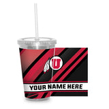 Utah University Personalized Clear Tumbler with Straw