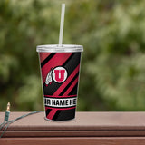 Utah University Personalized Clear Tumbler with Straw